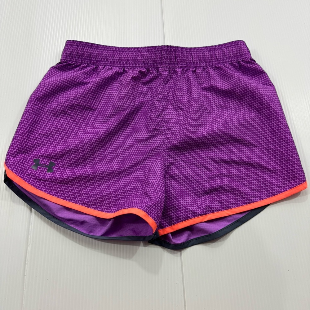 K81. Under Armour Girls‎ Athletic Shorts in Purple and Orange (YLG)